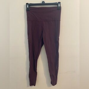 Womens Athleta Mauve Purple Shakti Mesh‎ 7/8 Tight Leggings Yoga Pants Size XS